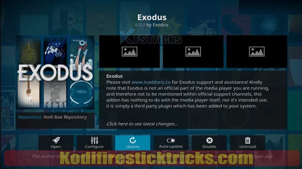 Update Exodus on Kodi
