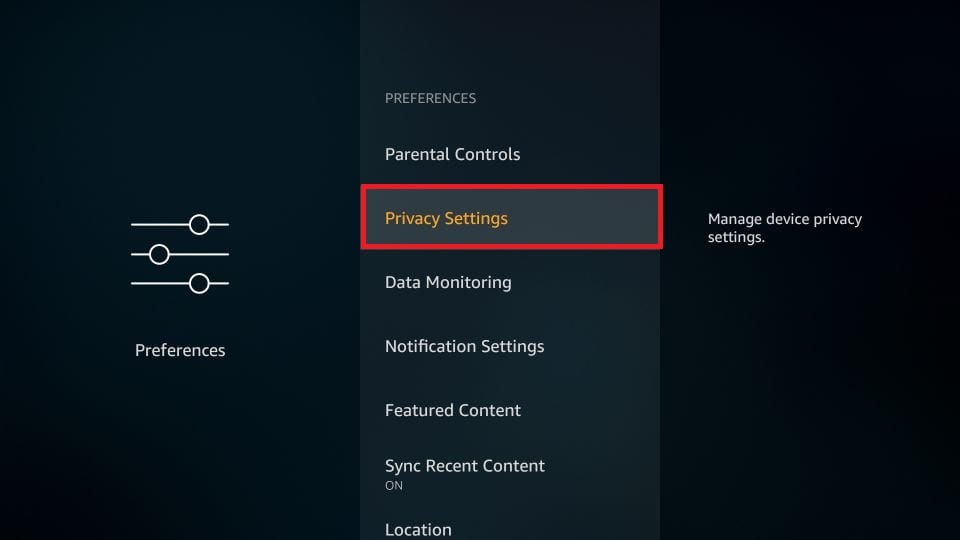 fire stick Privacy Settings